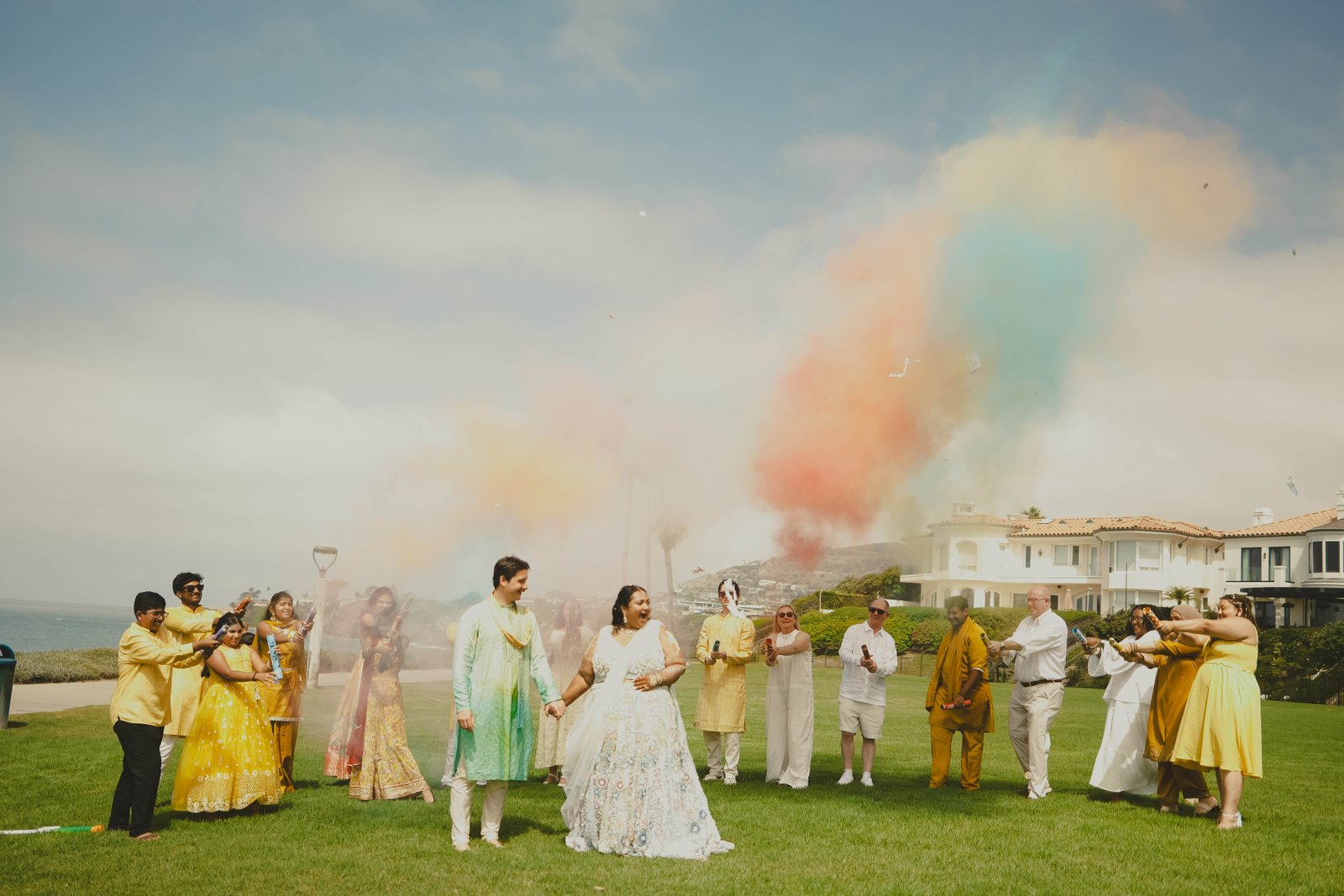 Family and friends celebrating together outdoors